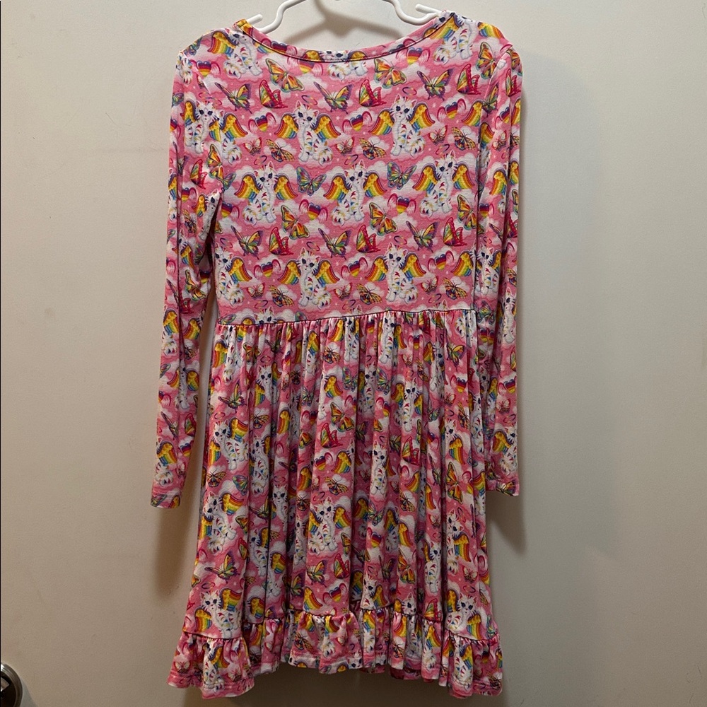 Posh Peanut & Lisa Frank Pink Kitty Unicorn Butterfly Print Dress Size 5T-6T - Picture 4 of 5